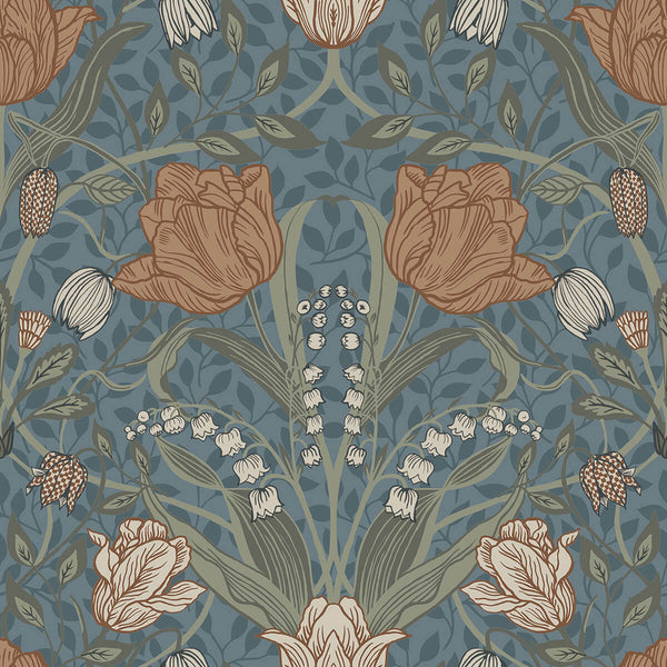 Filippa, Blue Wallcoverings | Brewster & York