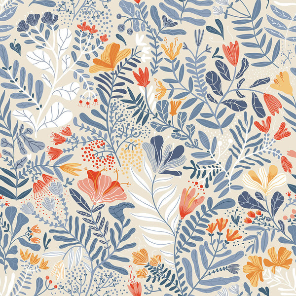 Brittsommar, Light Blue Wallcoverings | Brewster & York
