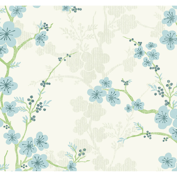 Nicolette, Light Blue Wallcoverings | Malibu Wallcovering