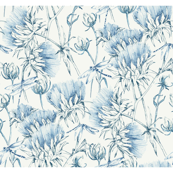 Mariell, Blue Wallcoverings | Malibu Wallcovering