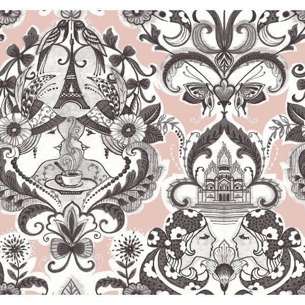 Sadie, Blush Wallcoverings | Malibu Wallcovering