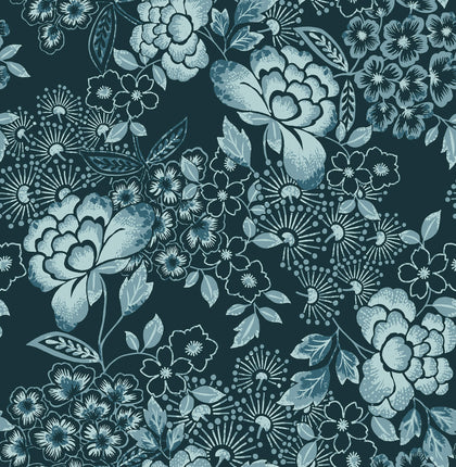 Irina - Navy Residential Wallcovering | Jeffrey Stevens