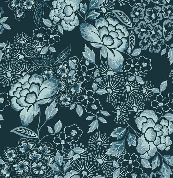 Irina - Navy Residential Wallcovering | Jeffrey Stevens