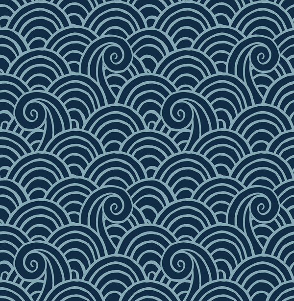 Alorah, Navy Wallcoverings | Malibu Wallcovering