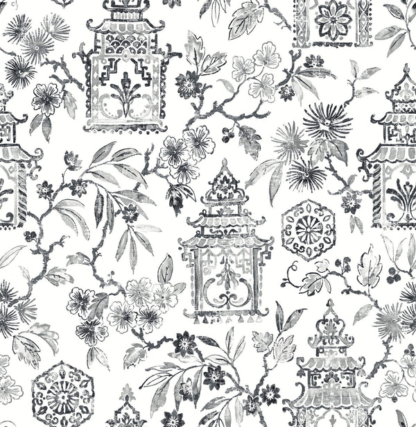 Helaine, Charcoal Wallcoverings | Malibu Wallcovering