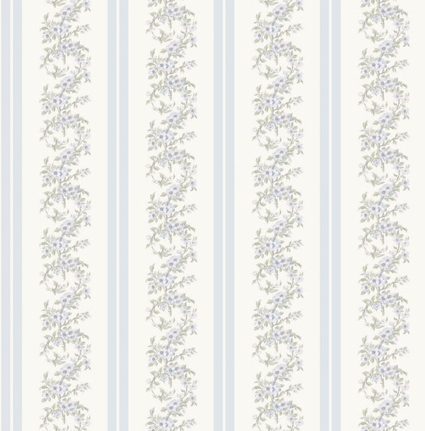 Marigold Wreath, Baby Blue Rush Wallcoverings | Malibu Wallcovering