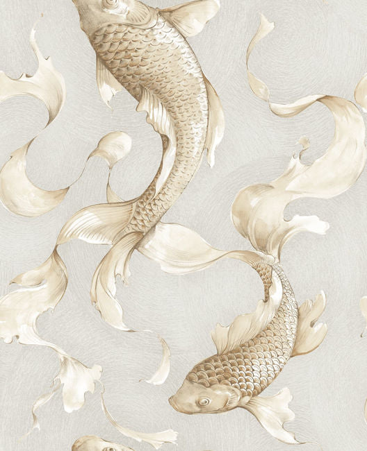 Koi - Gold and Gray Wallcovering | Malibu Wallcovering