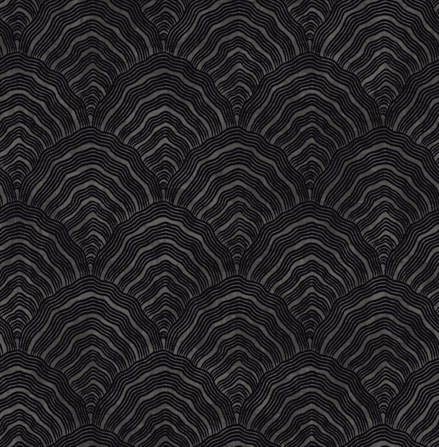 Confucius Scallop - Ebony and Metallic Mocha Wallcovering | Malibu Wallpaper