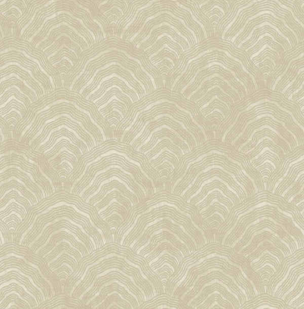 Confucius Scallop - Tan and Metallic Pearl Wallcovering | Malibu Wallcovering