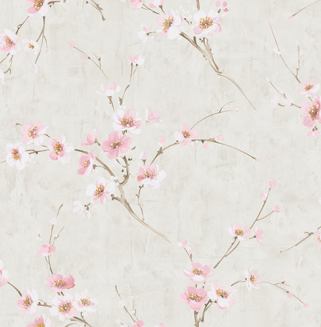 Silk Road - Metallic Pearl and Pink Wallcovering | Malibu Wallpaper
