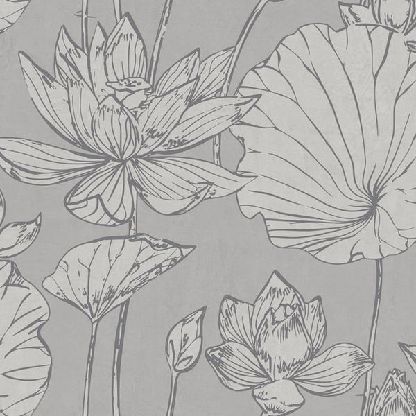 Lotus - Metallic Silver and Gray Wallcovering | Malibu Wallcovering