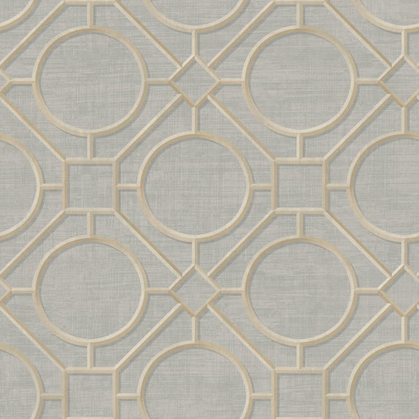 Silk Road Trellis - Metallic Gold and Gray Wallcovering | Malibu Wallcovering
