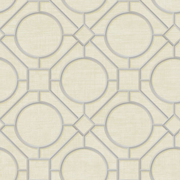 Silk Road Trellis - Metallic Silver and Linen Wallcovering | Malibu Wallcovering