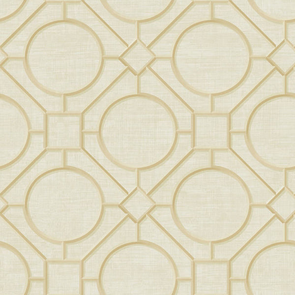 Silk Road Trellis - Metallic Gold and Linen Wallcovering | Malibu Wallcovering