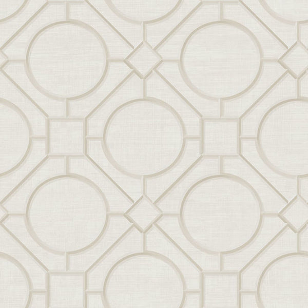 Silk Road Trellis - Metallic Pearl and Off-white Wallcovering | Malibu Wallcovering