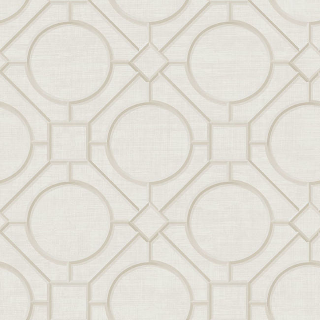 Silk Road Trellis - Metallic Pearl and Off-white Wallcovering | Malibu Wallpaper