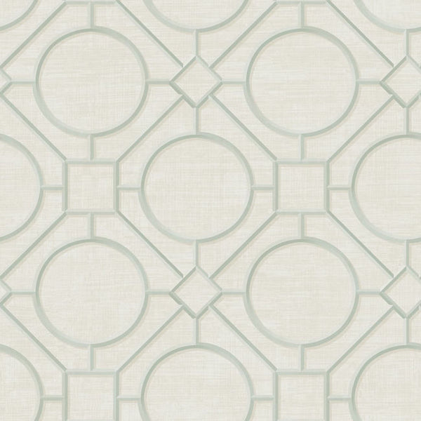 Silk Road Trellis - Metallic Mint and Off-white Wallcovering | Malibu Wallcovering