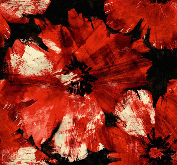 Curie Abstract Floral - Metallic Gold and Crimson Wallcovering | Malibu Wallcovering