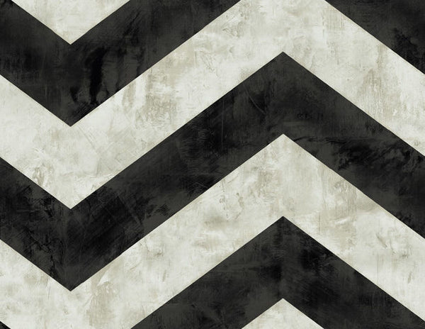 Hubble Chevron - Metallic Ebony and Ivory Wallcovering | Malibu Wallcovering