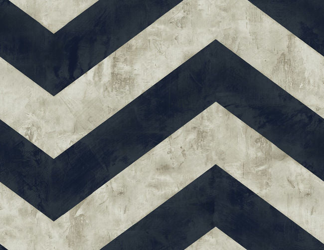 Hubble Chevron - Metallic Midnight Blue Wallcovering | Malibu Wallpaper