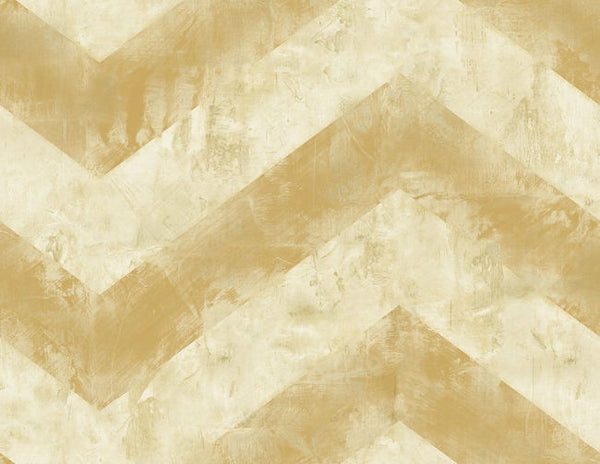 Hubble Chevron - Metallic Gold and White Wallcovering | Malibu Wallcovering