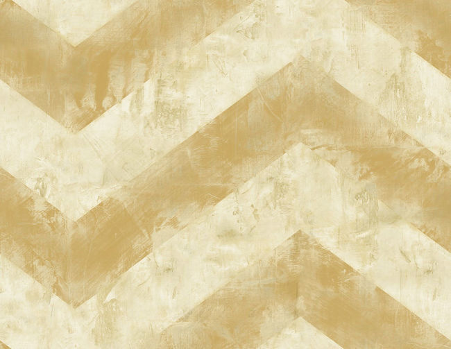 Hubble Chevron - Metallic Gold and White Wallcovering | Malibu Wallpaper
