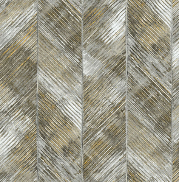 Hubble Chevron - Metallic Silver and Ebony Wallcovering | Malibu Wallcovering