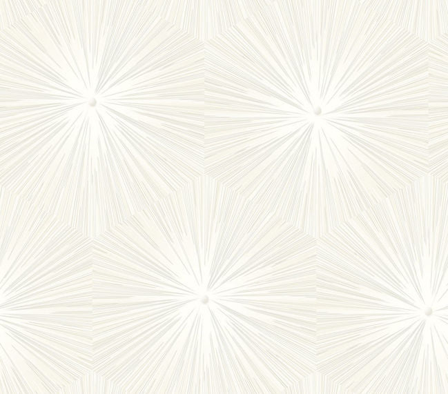 Chadwick Starburst - Metallic Pearl and White Wallcovering | Malibu Wallpaper