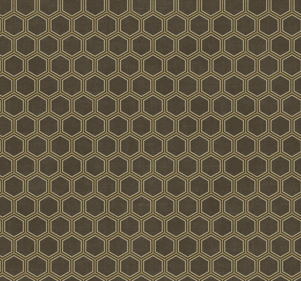 Curie Geo - Metallic Gold and Espresso Wallcovering | Malibu Wallcovering