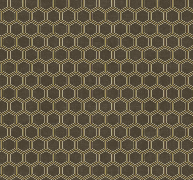 Curie Geo - Metallic Gold and Espresso Wallcovering | Malibu Wallpaper