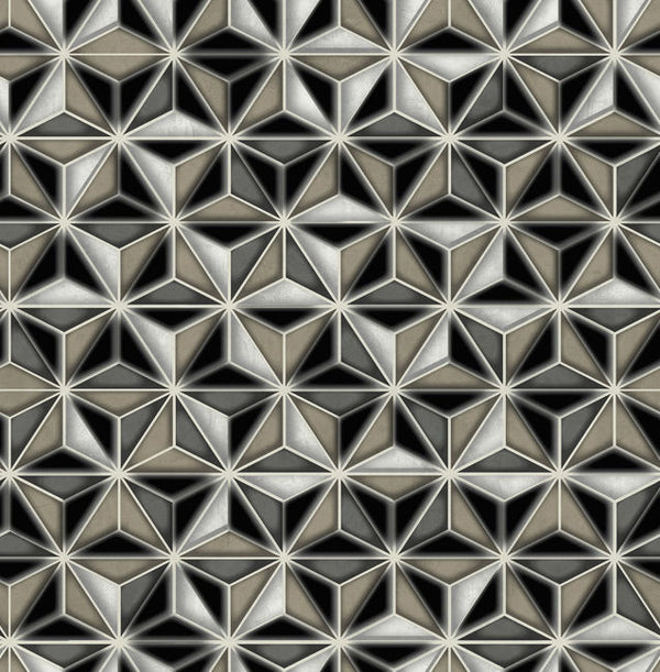 Einstein Geometric - Metallic Silver and Black Wallcovering | Malibu Wallcovering