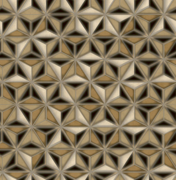 Einstein Geometric - Metallic Gold and Black Wallcovering | Malibu Wallcovering