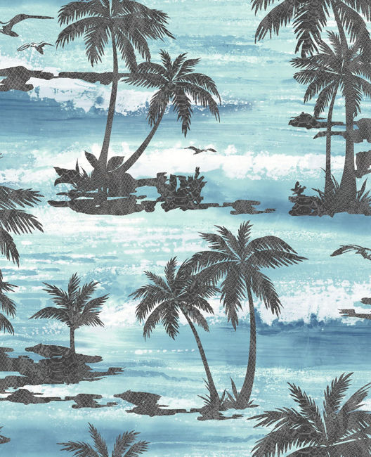 Moseley Palm Trees - Black and Blue Wallcovering | Malibu Wallcovering