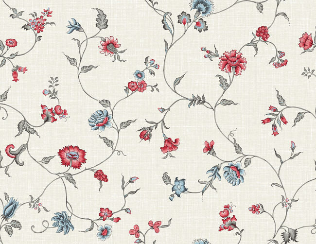 Florale - Umbria Red Wallcovering | Malibu Wallpaper