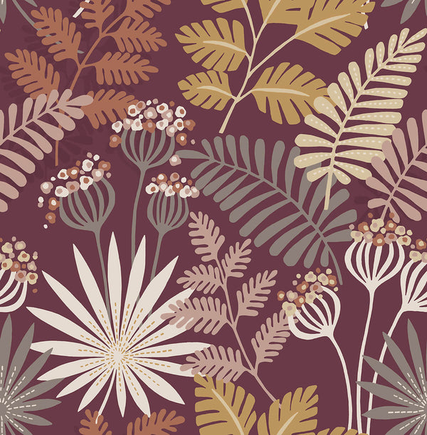 Praslin - Merlot Residential Wallcovering | Jeffrey Stevens