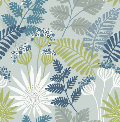 Praslin - Sky Blue Residential Wallcovering | Jeffrey Stevens