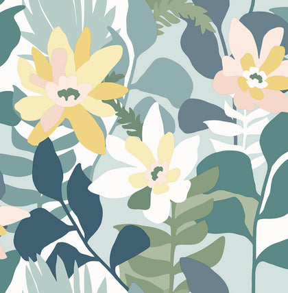 Koko - Turquoise Residential Wallcovering | Jeffrey Stevens