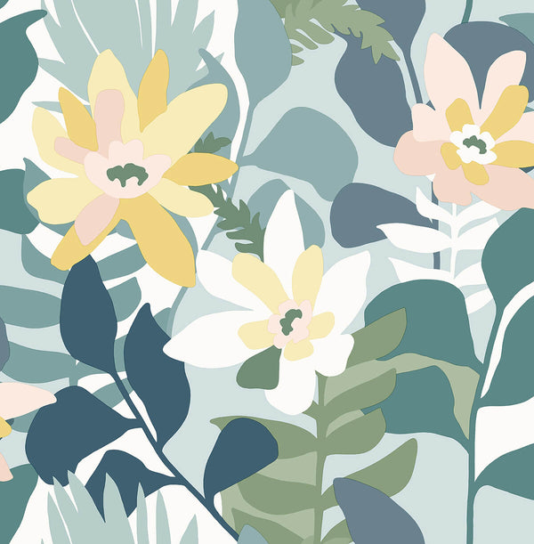 Koko - Turquoise Residential Wallcovering | Jeffrey Stevens