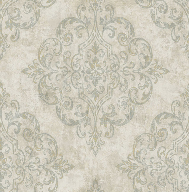 Atelier - Gray, Metallic Gold, and Taupe Wallcovering | Malibu Wallpaper