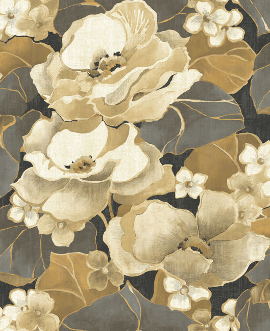 Adorn - Metallic Gold & Ebony Wallcovering | Malibu Wallpaper