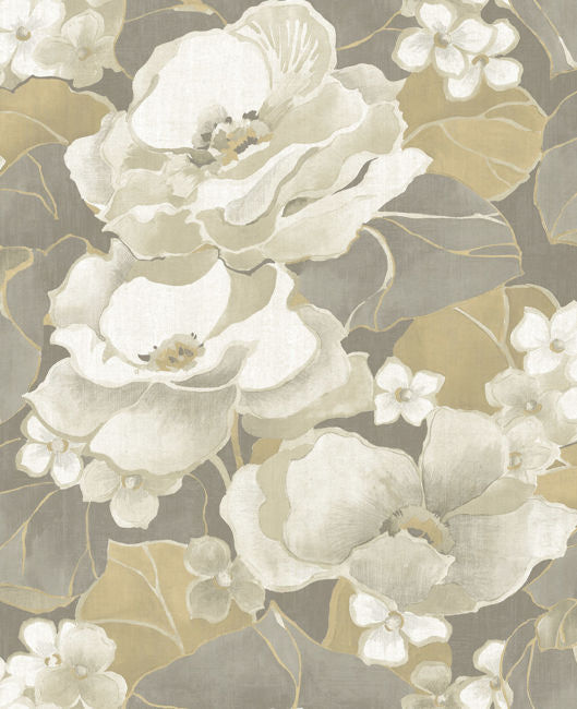 Adorn - Metallic Silver, Off-white, and Tan Wallcovering | Malibu Wallpaper