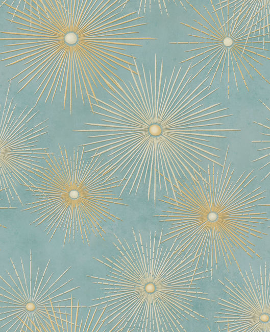 Catwalk - Teal and Metallic Gold Wallcovering | Malibu Wallpaper