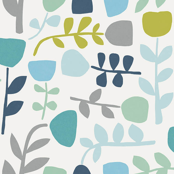 Juni, Teal Wallcoverings | Malibu Wallcovering
