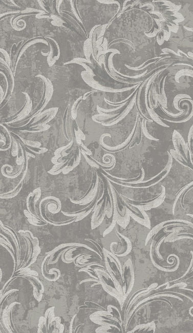 Aura Scroll - Silver, Gray, and Ivory Wallcovering | Malibu Wallcovering