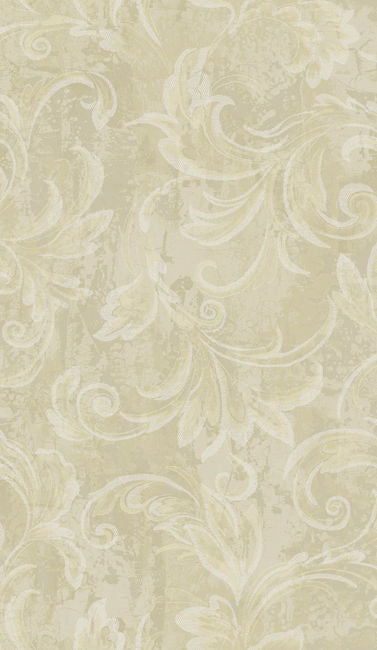 Aura Scroll - Gold and Ivory Wallcovering | Malibu Wallpaper