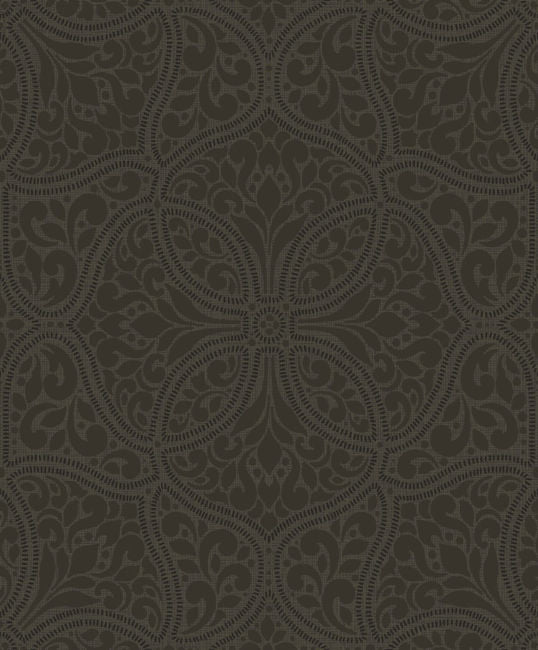 Aura Persian Allover - Mocha and Ebony Wallcovering | Malibu Wallpaper