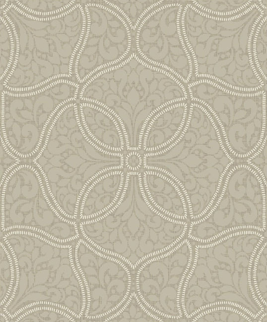 Aura Persian Allover - Taupe and Ivory Wallcovering | Malibu Wallpaper