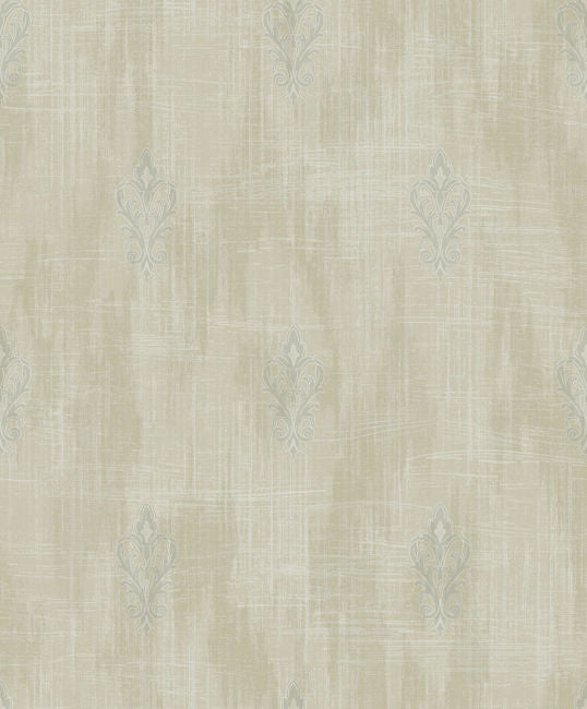 Aura Fleur-de-lis - Silver and Beige Wallcovering | Malibu Wallpaper