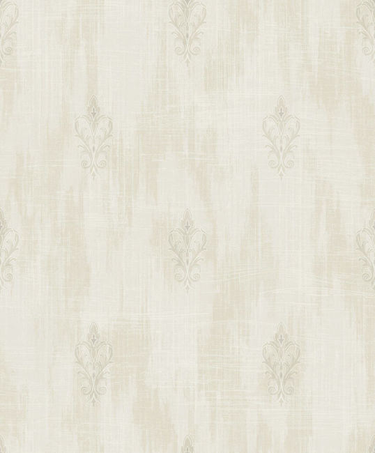 Aura Fleur-de-lis - Silver and Pearl Wallcovering | Malibu Wallpaper