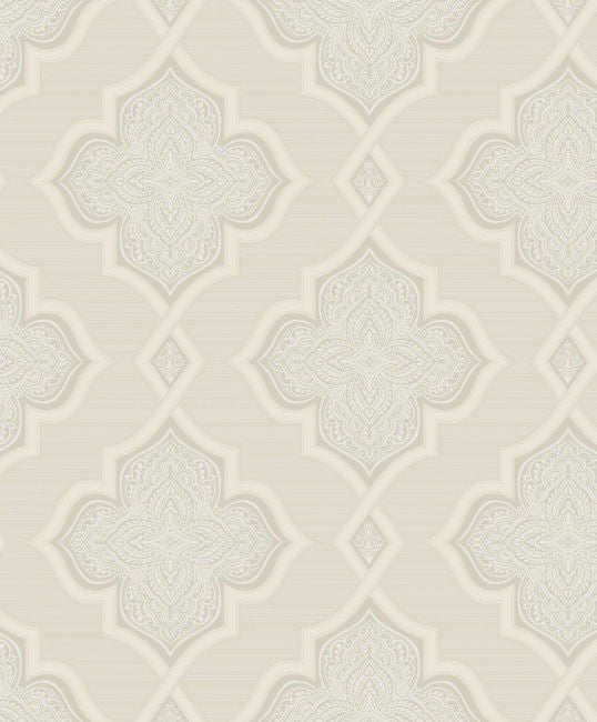 Aura Trellis - Pearl, Ivory, and Glitter Wallcovering | Malibu Wallpaper
